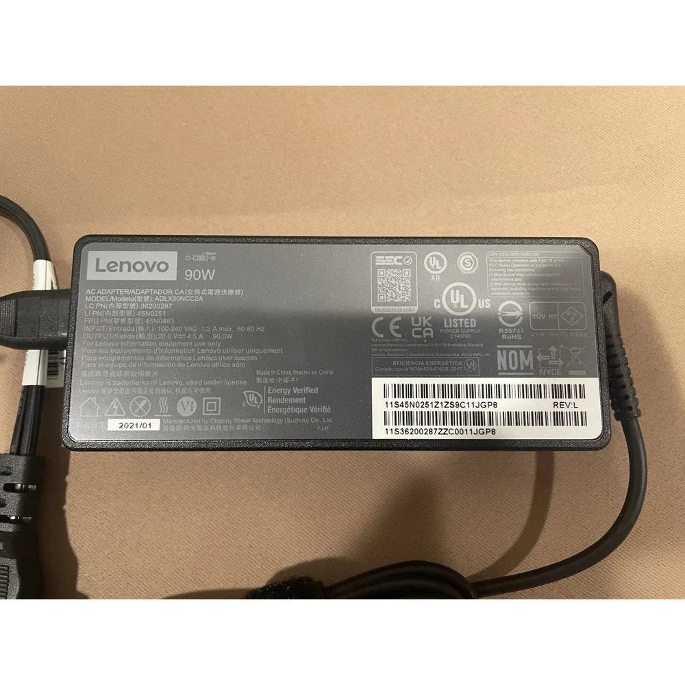 OEM Genuine Lenovo 90W AC Power Adapter Charger Slim Tip ADLX90NCC2A 45N0483 20V